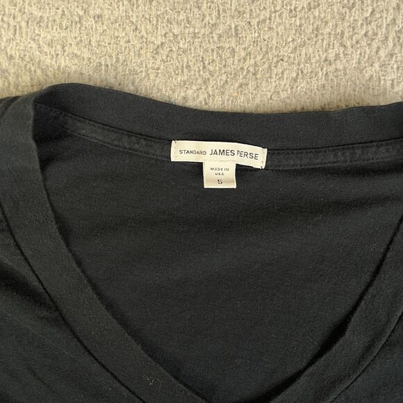 James Perse T-Shirt Mens XXL Size 5 Black V Neck 100% Combed Cotton MLJ3352 - Picture 2 of 10